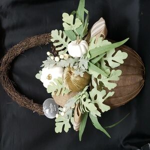 Martha Stewart Pumpkins and Greenery with Burlap Ribbon Flat-Back Basket